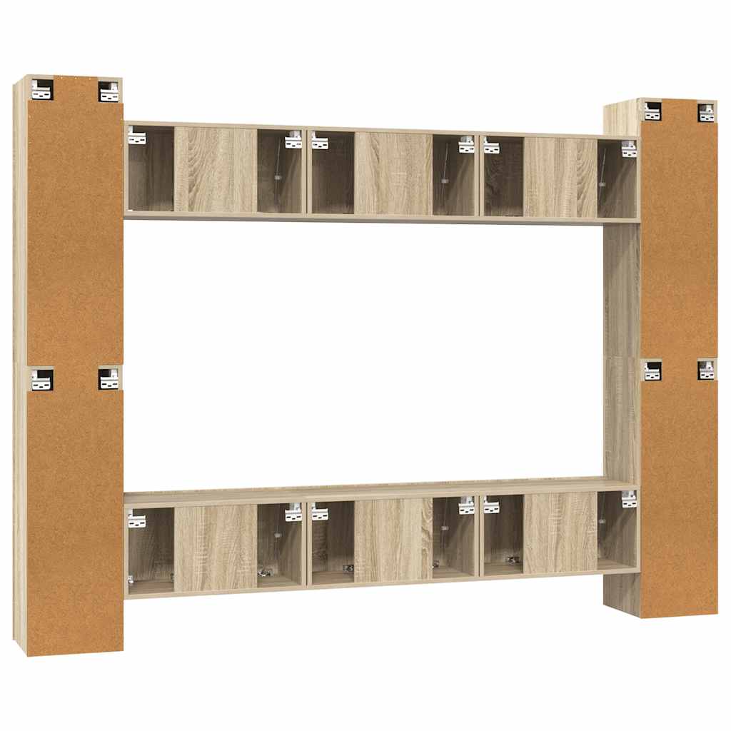 10-delige Tv-meubelset bewerkt hout sonoma eikenkleurig is nu te koop bij PeponiXL, paradijselijk wonen!