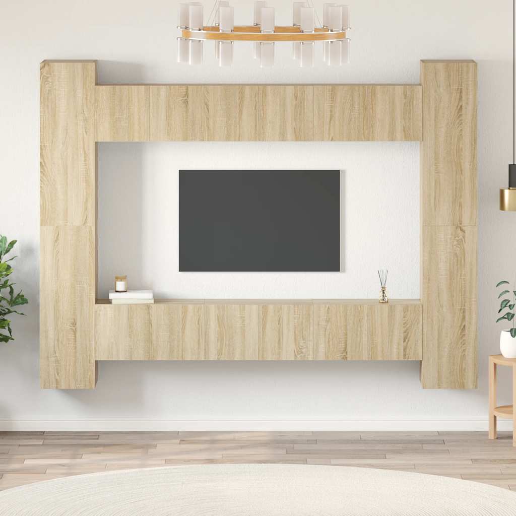 10-delige Tv-meubelset bewerkt hout sonoma eikenkleurig is nu te koop bij PeponiXL, paradijselijk wonen!