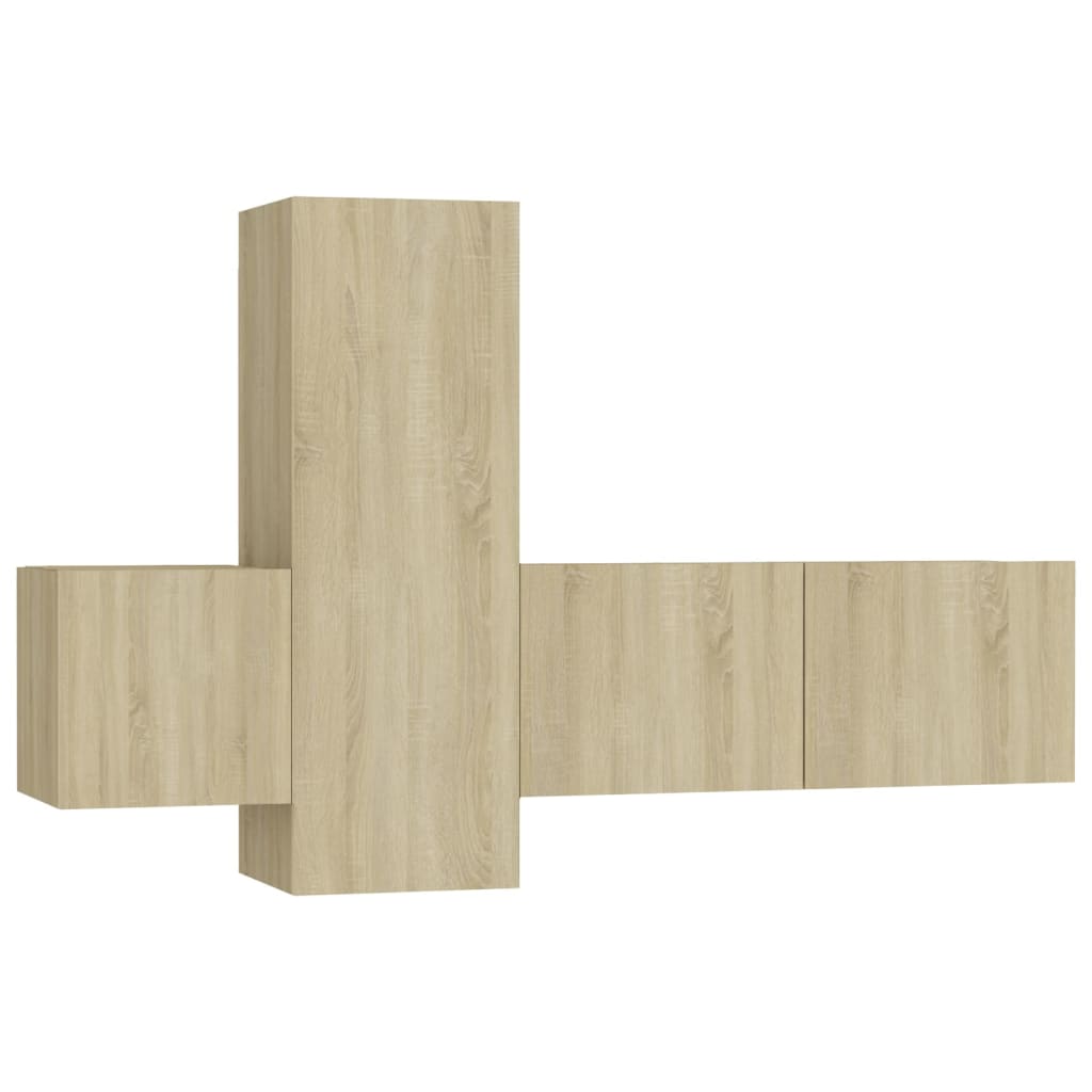 3-delige Tv-meubelset bewerkt hout sonoma eikenkleurig is nu te koop bij PeponiXL, paradijselijk wonen!