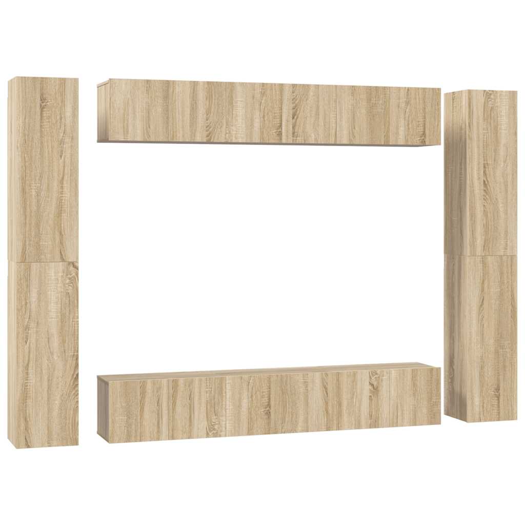10-delige Tv-meubelset bewerkt hout sonoma eikenkleurig is nu te koop bij PeponiXL, paradijselijk wonen!
