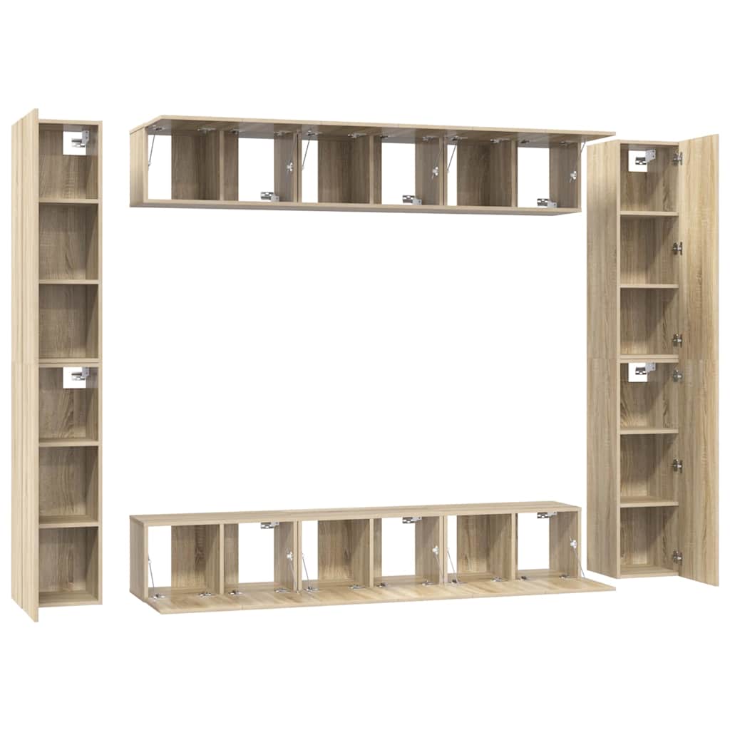 10-delige Tv-meubelset bewerkt hout sonoma eikenkleurig is nu te koop bij PeponiXL, paradijselijk wonen!