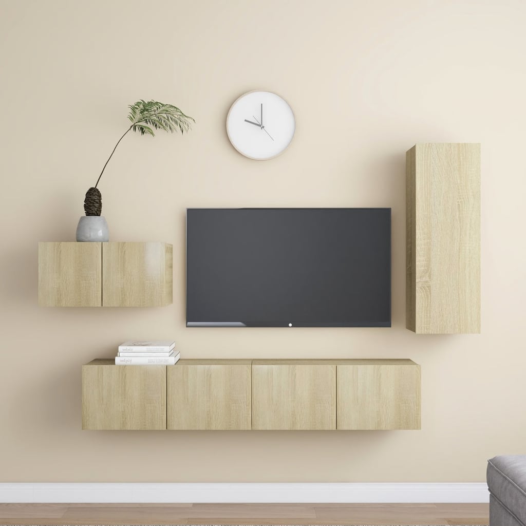4-delige Tv-meubelset spaanplaat sonoma eikenkleurig is nu te koop bij PeponiXL, paradijselijk wonen!