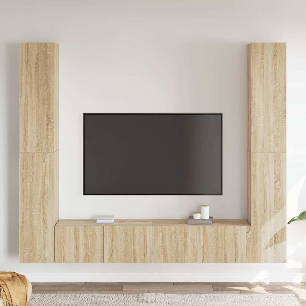 6-delige Tv-meubelset spaanplaat sonoma eikenkleurig is nu te koop bij PeponiXL, paradijselijk wonen!