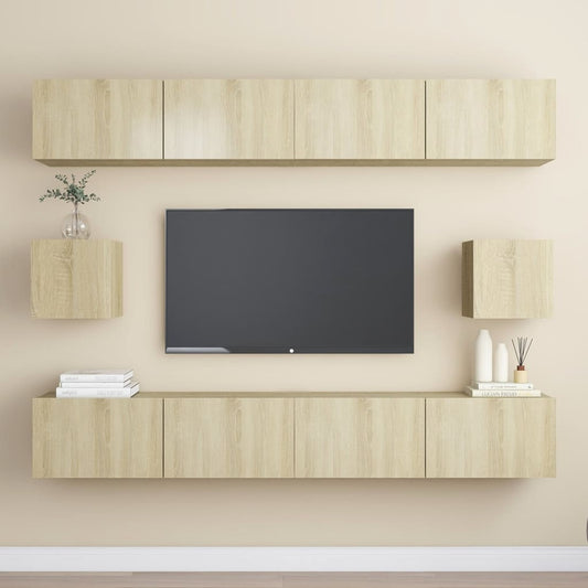 6-delige Tv-meubelset bewerkt hout sonoma eikenkleurig is nu te koop bij PeponiXL, paradijselijk wonen!