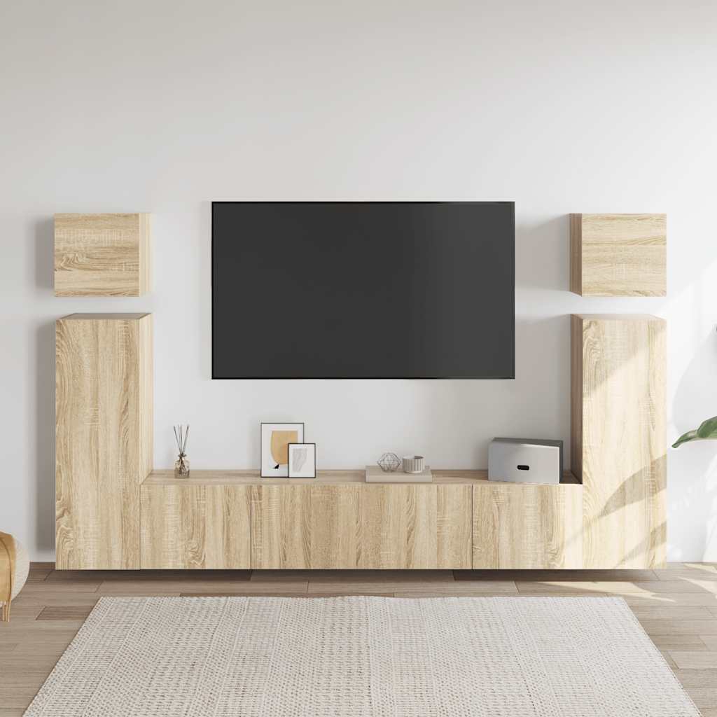 8-delige Tv-meubelset spaanplaat sonoma eikenkleurig is nu te koop bij PeponiXL, paradijselijk wonen!