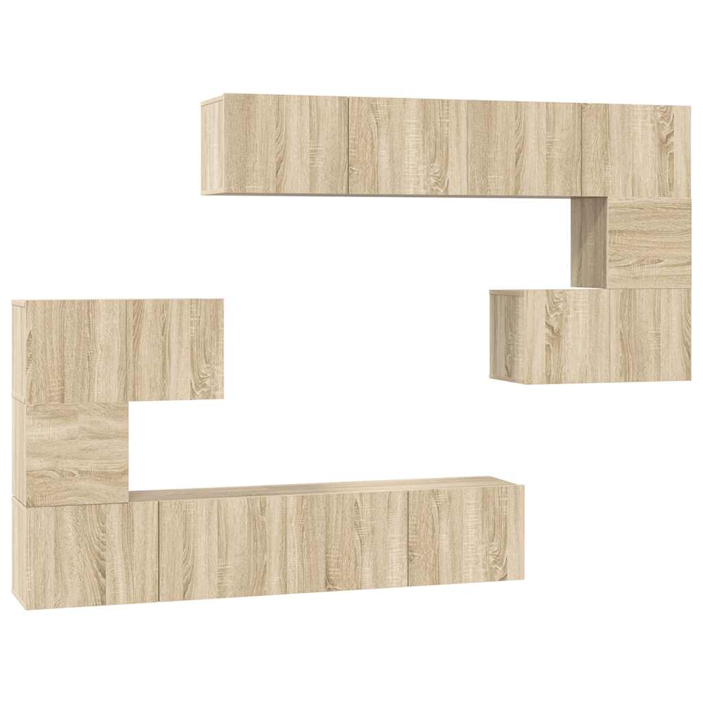 8-delige Tv-meubelset bewerkt hout sonoma eikenkleurig is nu te koop bij PeponiXL, paradijselijk wonen!
