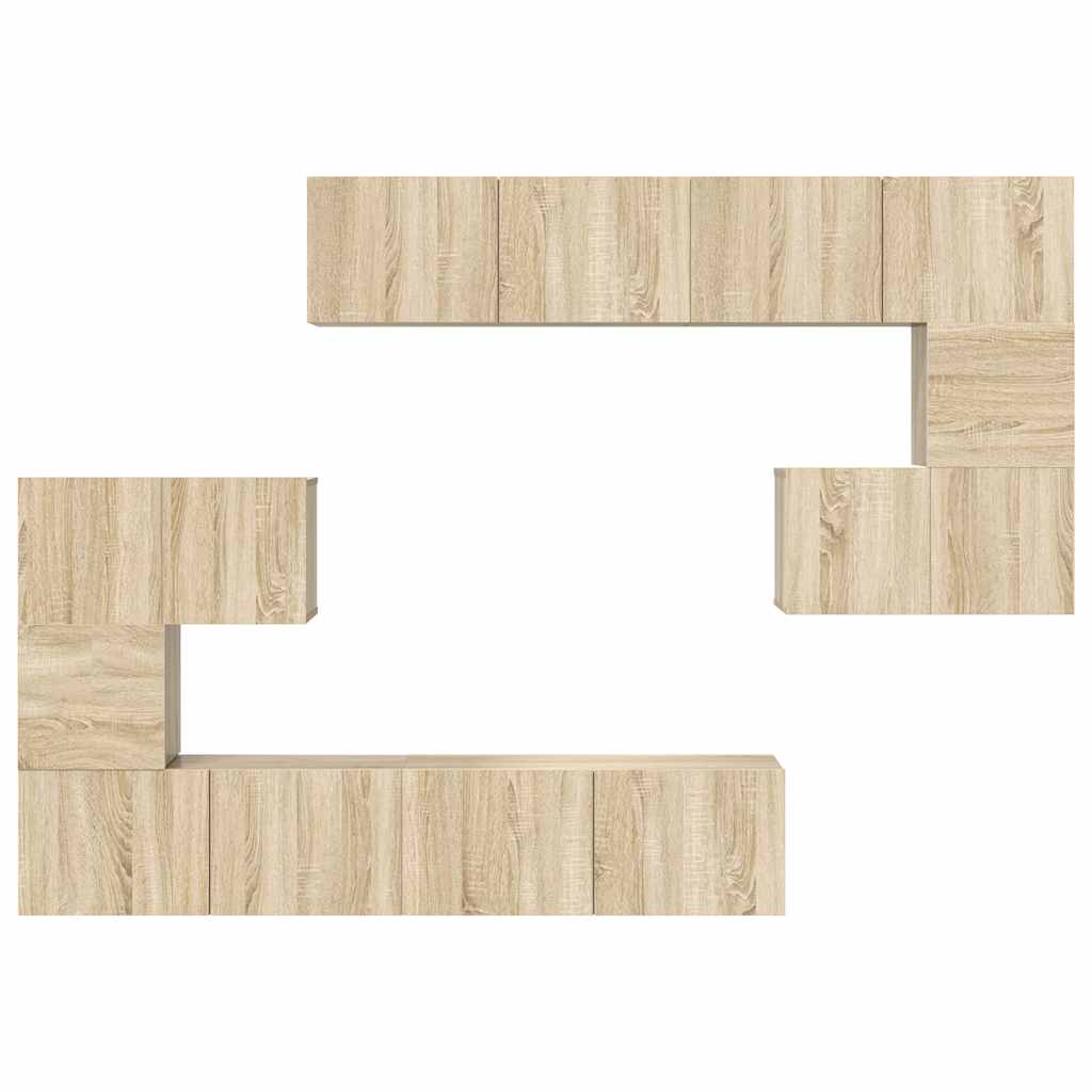 8-delige Tv-meubelset bewerkt hout sonoma eikenkleurig is nu te koop bij PeponiXL, paradijselijk wonen!