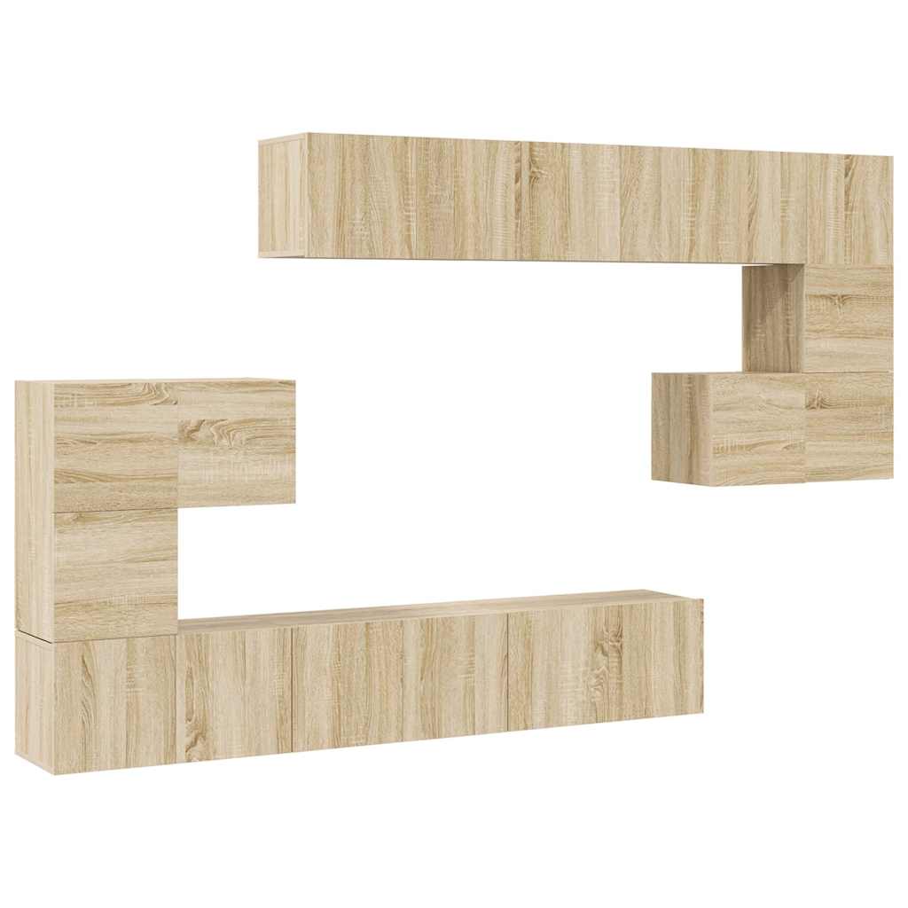 10-delige Tv-meubelset bewerkt hout sonoma eikenkleurig is nu te koop bij PeponiXL, paradijselijk wonen!