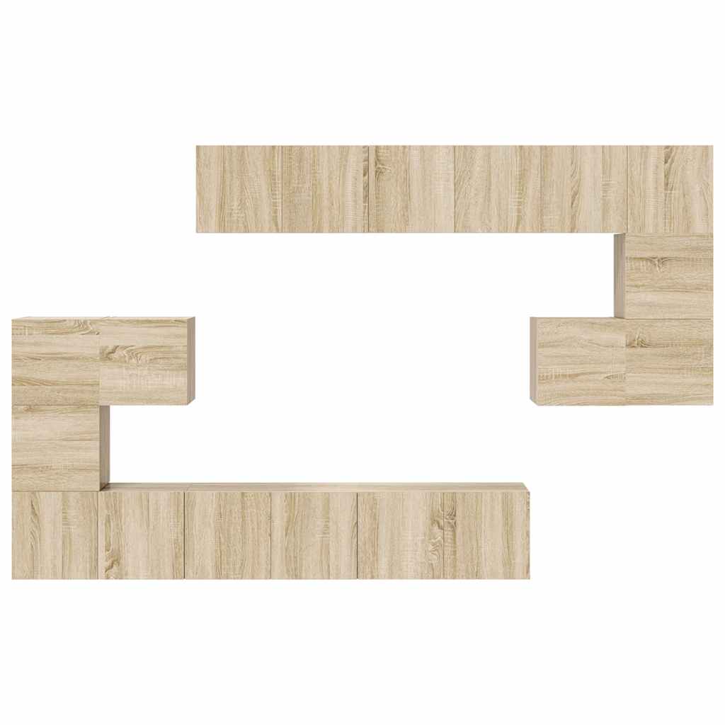 10-delige Tv-meubelset bewerkt hout sonoma eikenkleurig is nu te koop bij PeponiXL, paradijselijk wonen!