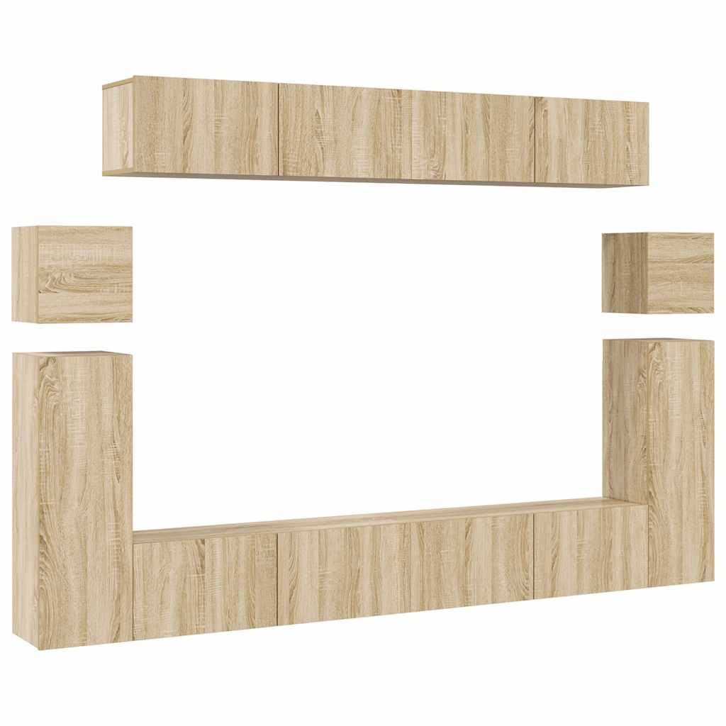 8-delige Tv-meubelset bewerkt hout sonoma eikenkleurig is nu te koop bij PeponiXL, paradijselijk wonen!