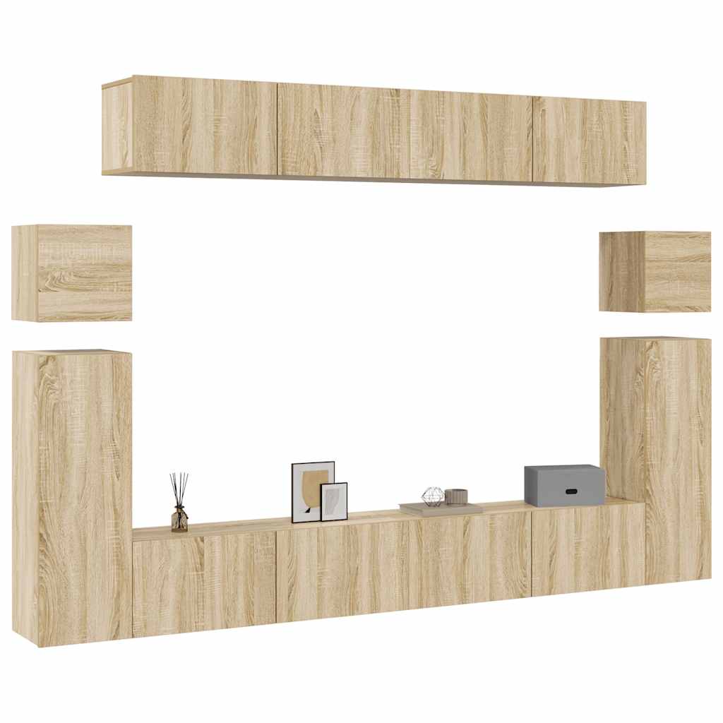 8-delige Tv-meubelset bewerkt hout sonoma eikenkleurig is nu te koop bij PeponiXL, paradijselijk wonen!