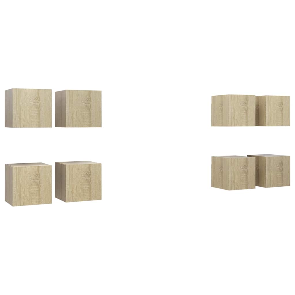 Tv-wandmeubelen 8 st 30,5x30x30 cm sonoma eikenkleurig is nu te koop bij PeponiXL, paradijselijk wonen!