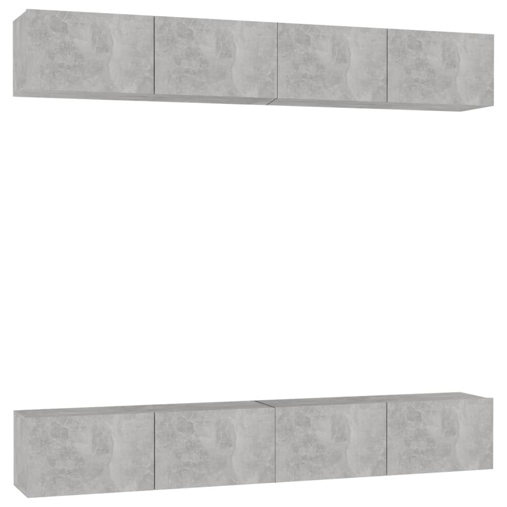 Tv-meubelen 4 st 100x30x30 cm bewerkt hout betongrijs is nu te koop bij PeponiXL, paradijselijk wonen!
