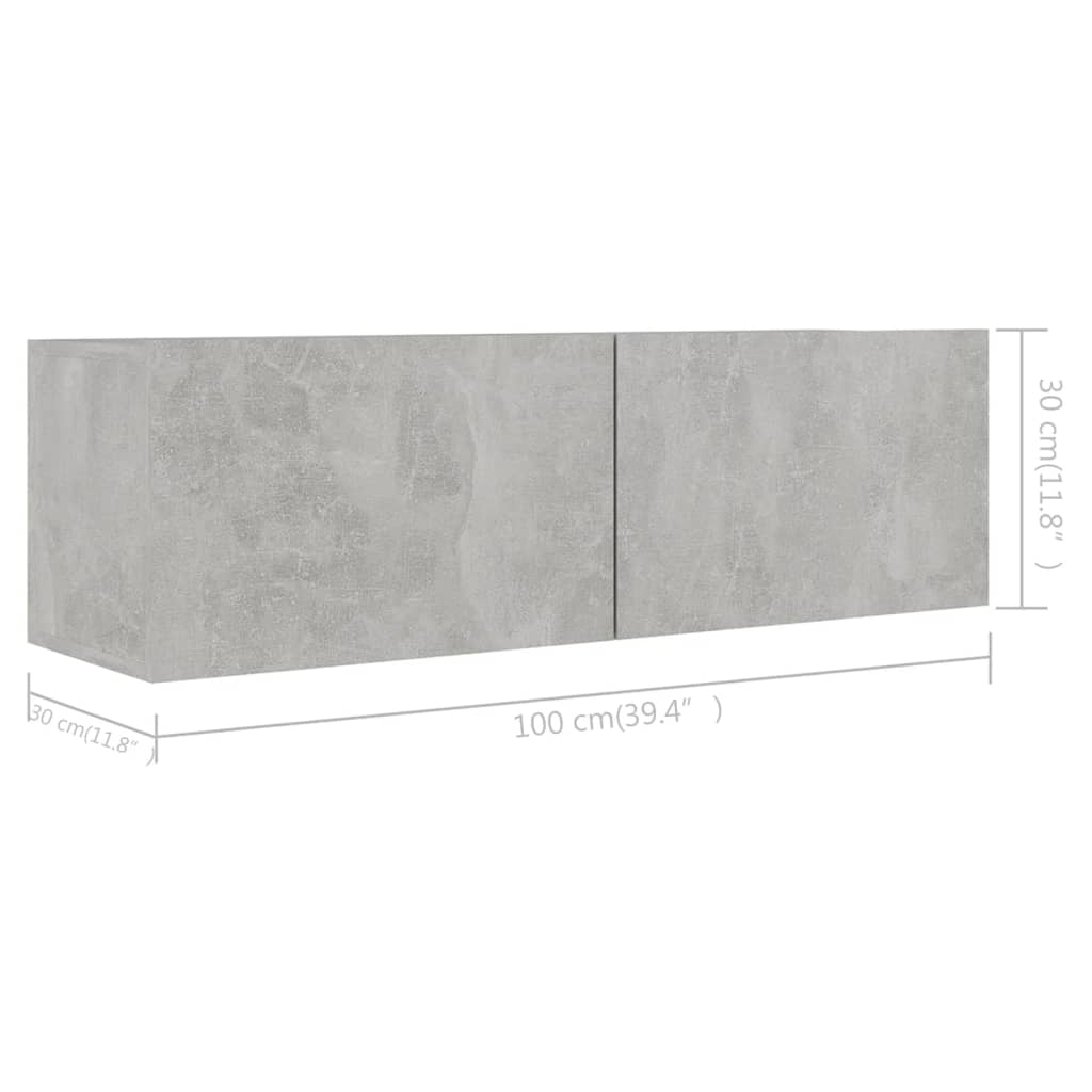 Tv-meubelen 4 st 100x30x30 cm bewerkt hout betongrijs is nu te koop bij PeponiXL, paradijselijk wonen!