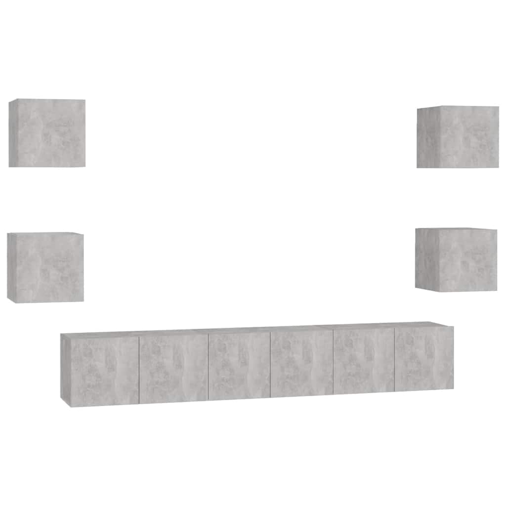 7-delige Tv-meubelset bewerkt hout betongrijs is nu te koop bij PeponiXL, paradijselijk wonen!