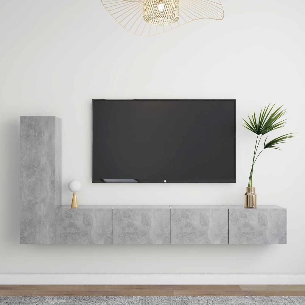 3-delige Tv-meubelset bewerkt hout betongrijs is nu te koop bij PeponiXL, paradijselijk wonen!