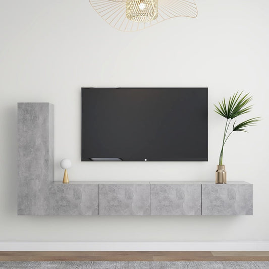 3-delige Tv-meubelset bewerkt hout betongrijs is nu te koop bij PeponiXL, paradijselijk wonen!