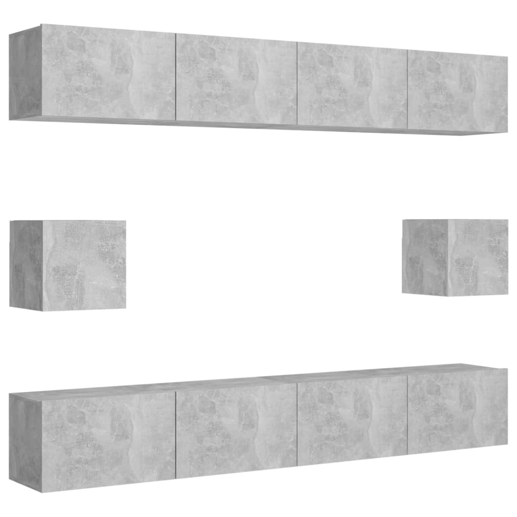 6-delige Tv-meubelset bewerkt hout betongrijs is nu te koop bij PeponiXL, paradijselijk wonen!