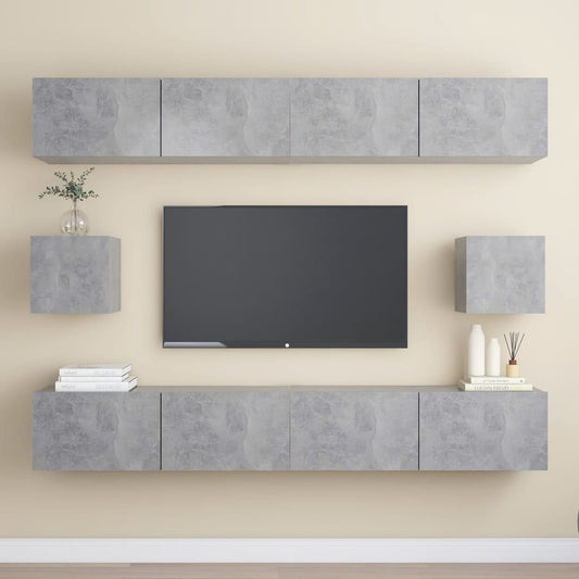 6-delige Tv-meubelset bewerkt hout betongrijs is nu te koop bij PeponiXL, paradijselijk wonen!