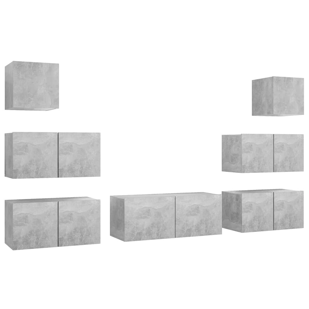 7-delige Tv-meubelset bewerkt hout betongrijs is nu te koop bij PeponiXL, paradijselijk wonen!