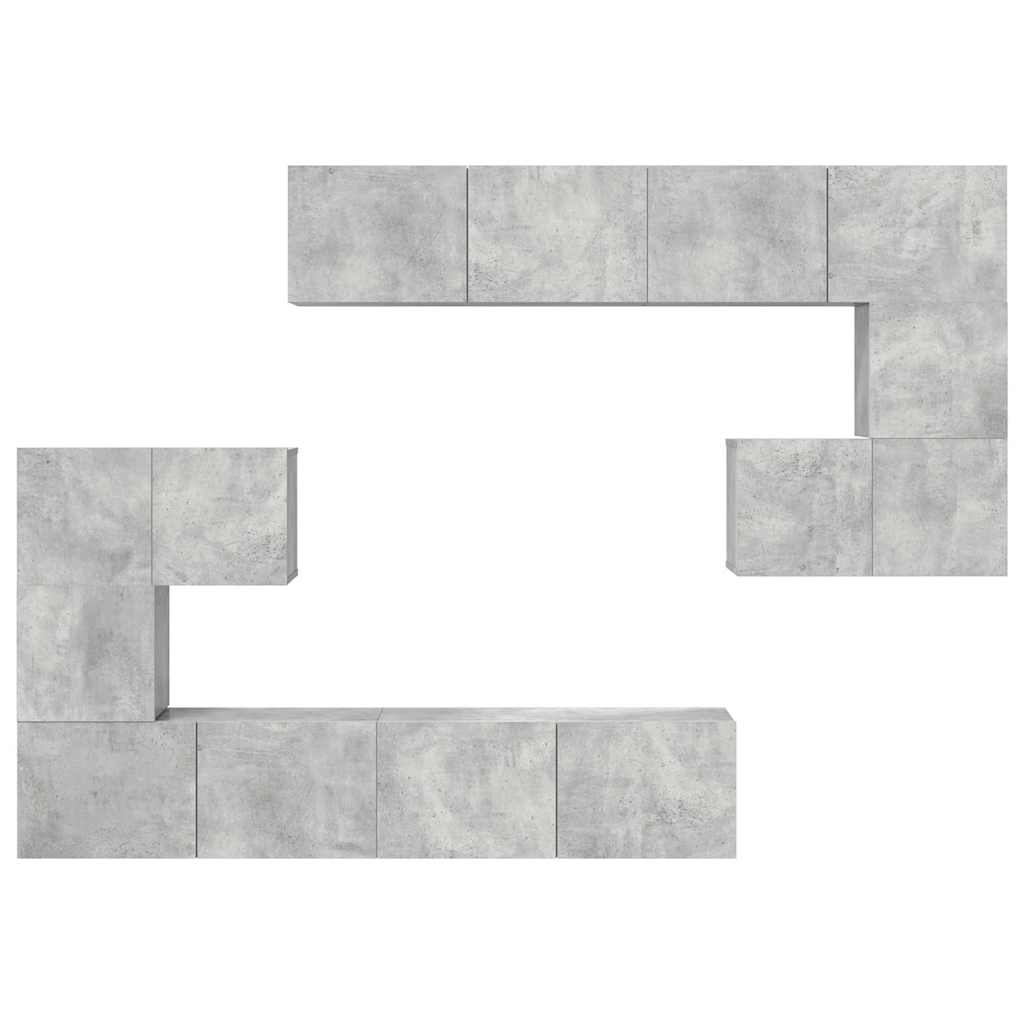 8-delige Tv-meubelset bewerkt hout betongrijs is nu te koop bij PeponiXL, paradijselijk wonen!
