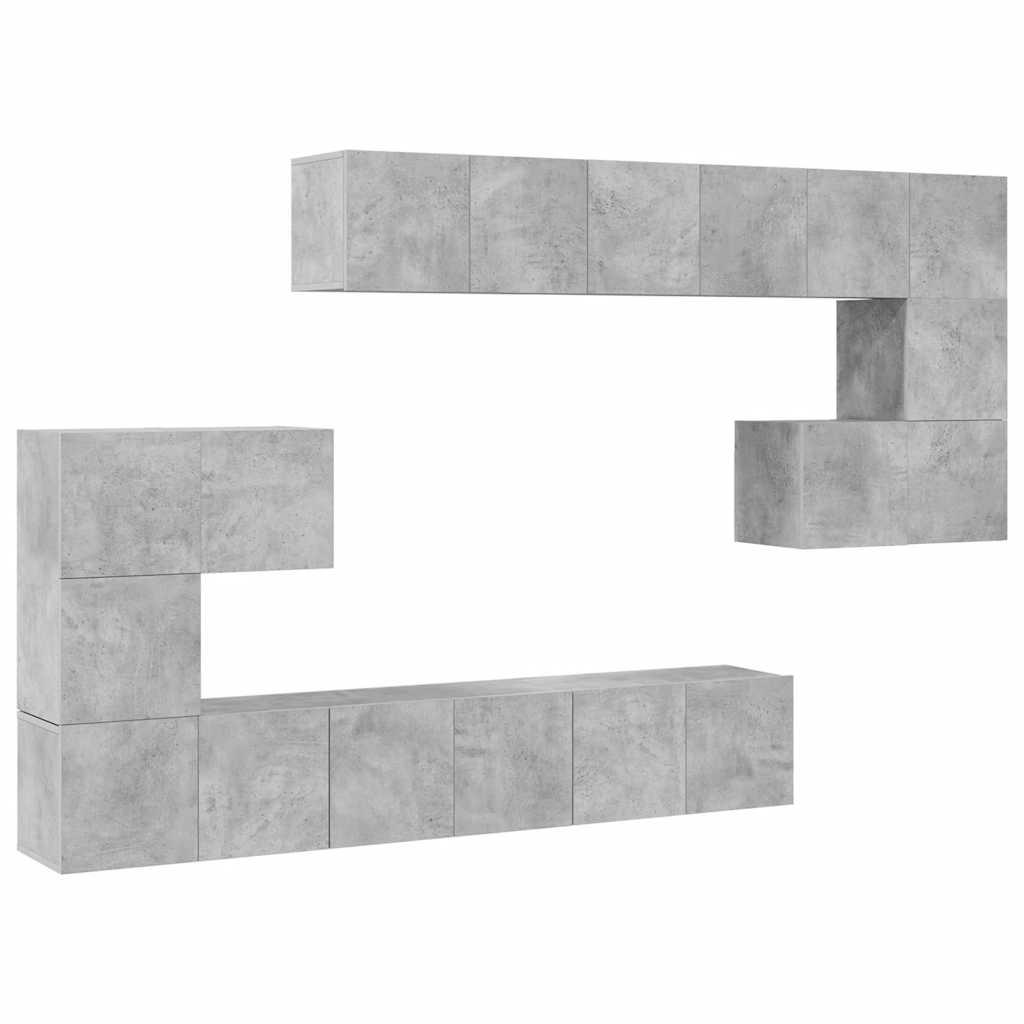 10-delige Tv-meubelset bewerkt hout betongrijs is nu te koop bij PeponiXL, paradijselijk wonen!