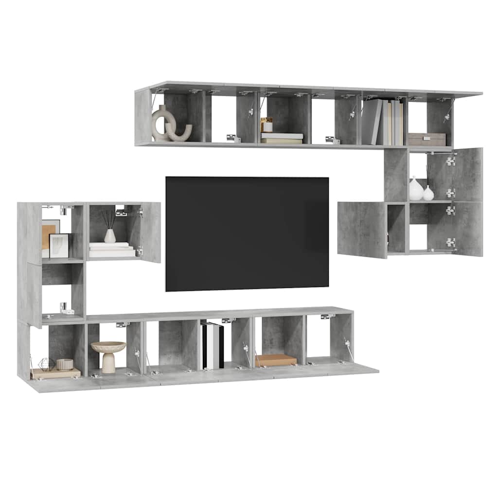 10-delige Tv-meubelset bewerkt hout betongrijs is nu te koop bij PeponiXL, paradijselijk wonen!