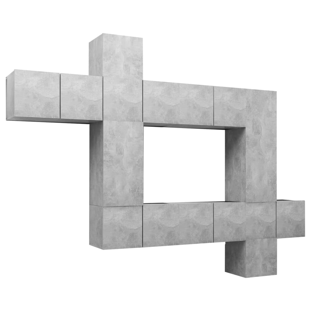 10-delige Tv-meubelset bewerkt hout betongrijs is nu te koop bij PeponiXL, paradijselijk wonen!