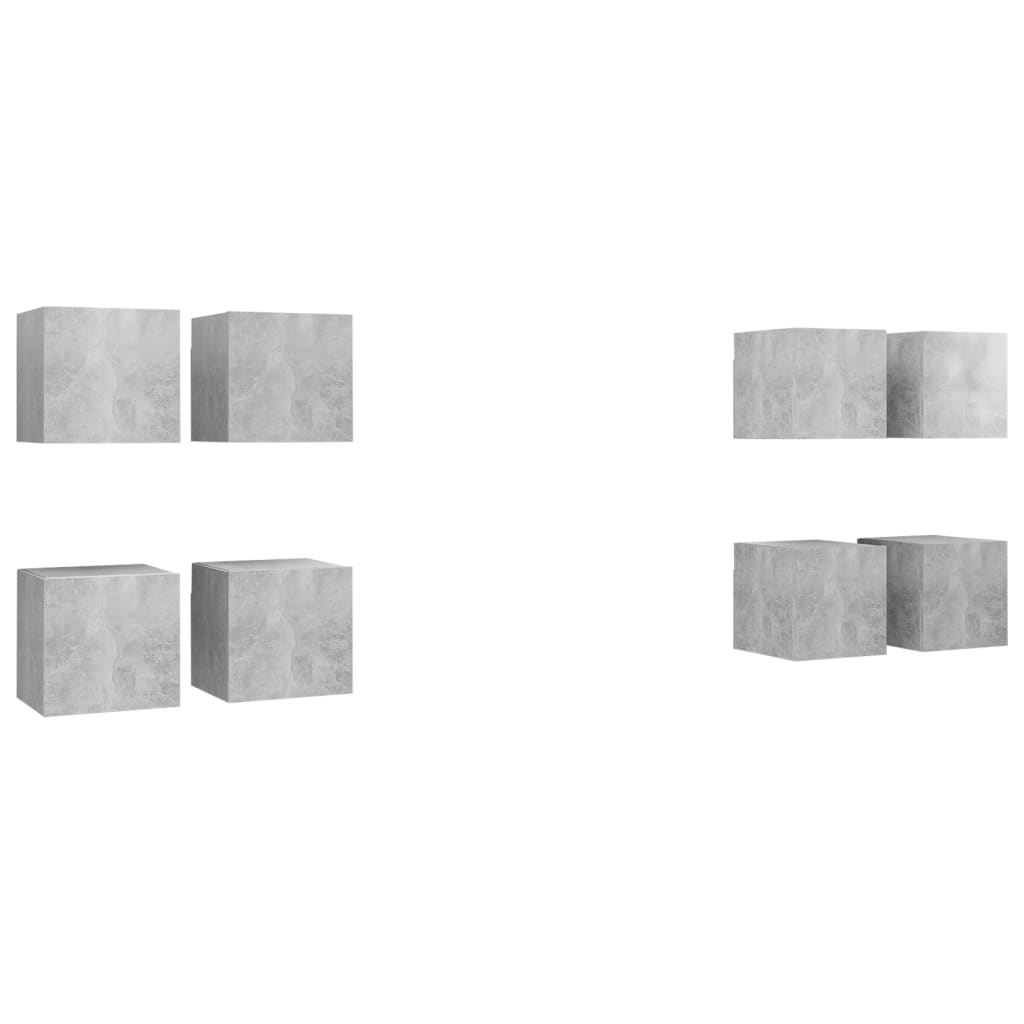 Tv-wandmeubelen 8 st 30,5x30x30 cm betongrijs is nu te koop bij PeponiXL, paradijselijk wonen!