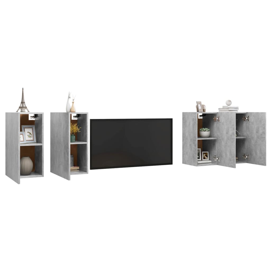 Tv-meubelen 4 st 30,5x30x60 cm bewerkt hout betongrijs is nu te koop bij PeponiXL, paradijselijk wonen!