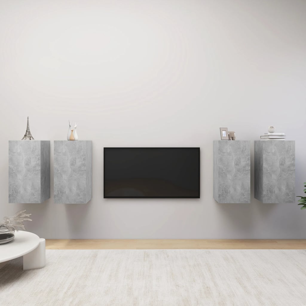Tv-meubelen 4 st 30,5x30x60 cm bewerkt hout betongrijs is nu te koop bij PeponiXL, paradijselijk wonen!