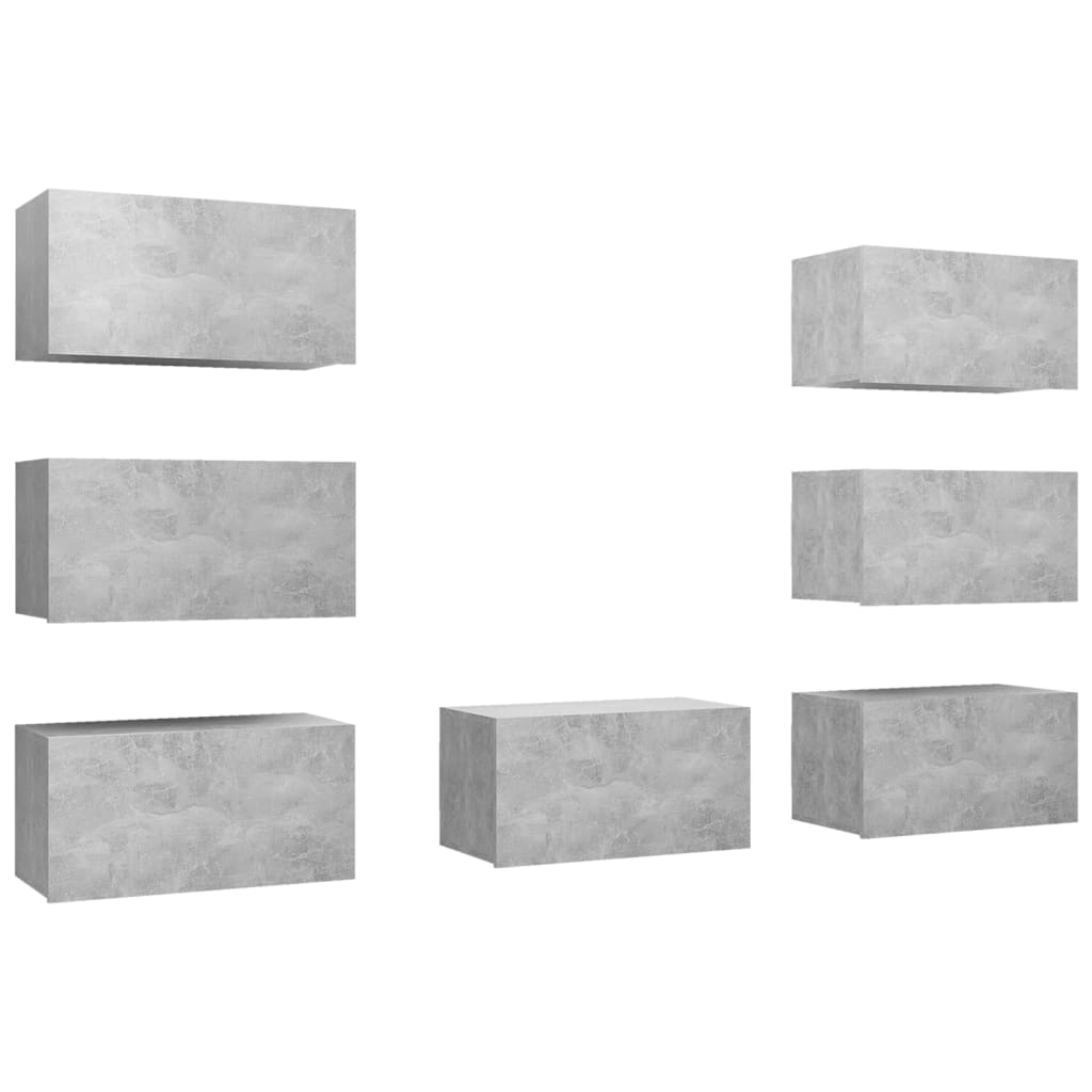 Tv-meubelen 7 st 30,5x30x60 cm bewerkt hout betongrijs is nu te koop bij PeponiXL, paradijselijk wonen!