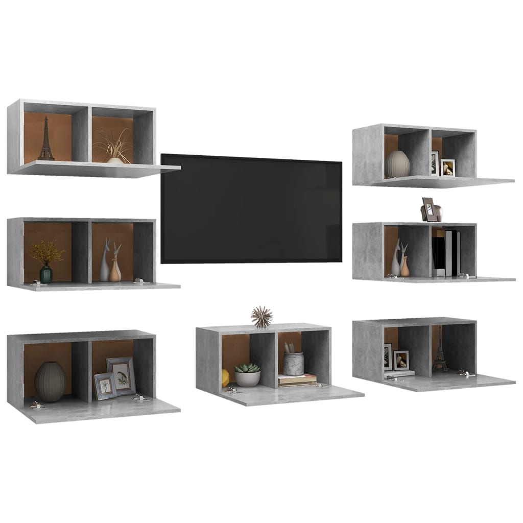 Tv-meubelen 7 st 30,5x30x60 cm bewerkt hout betongrijs is nu te koop bij PeponiXL, paradijselijk wonen!