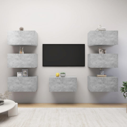 Tv-meubelen 7 st 30,5x30x60 cm bewerkt hout betongrijs is nu te koop bij PeponiXL, paradijselijk wonen!
