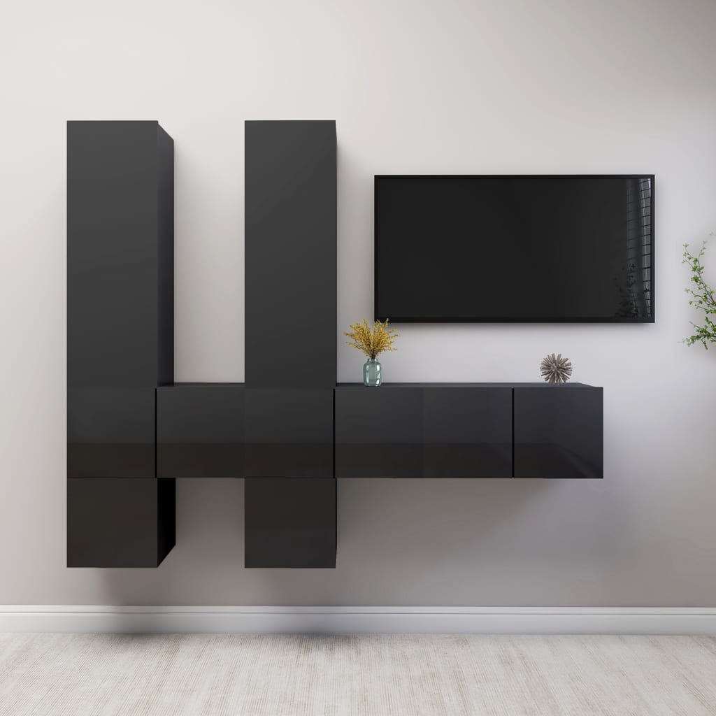 7-delige Tv-meubelset spaanplaat hoogglans grijs is nu te koop bij PeponiXL, paradijselijk wonen!