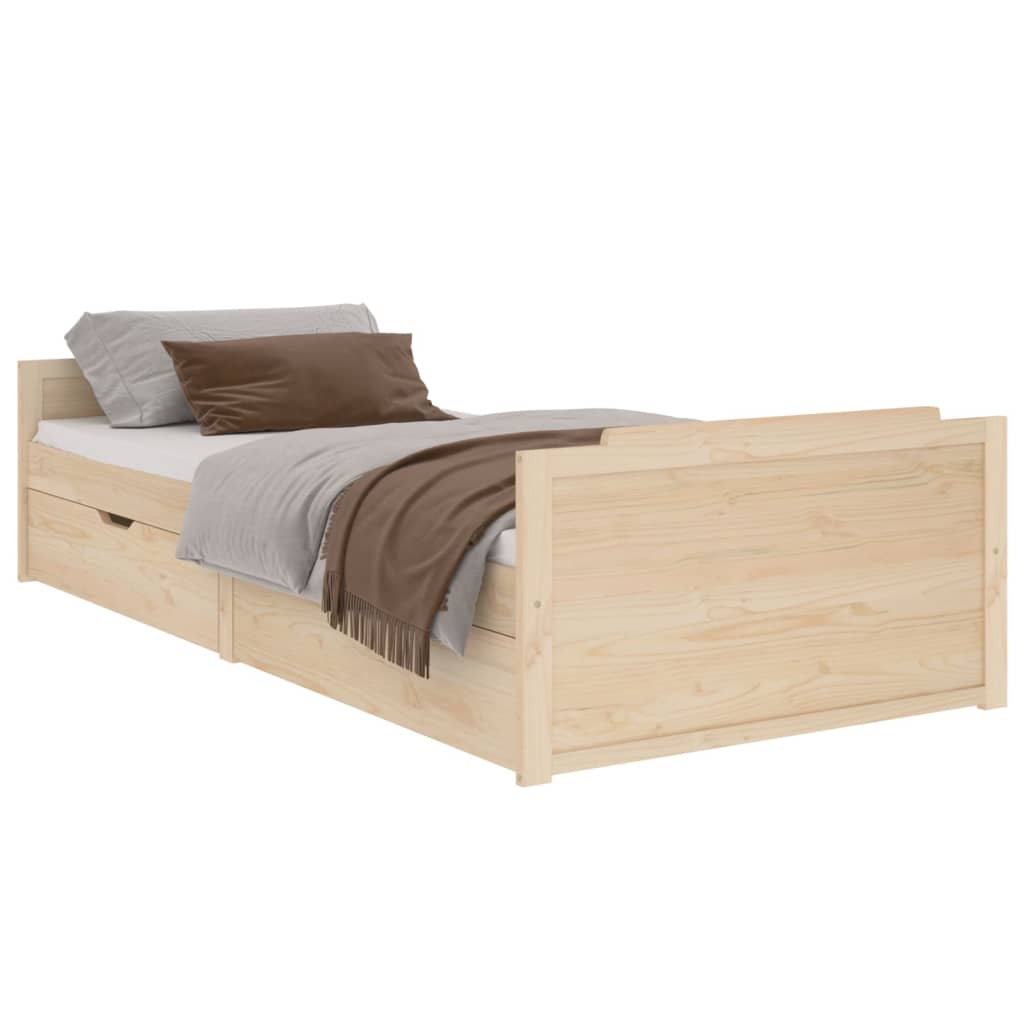 Bedframe met lades massief grenenhout 90x200 cm is nu te koop bij PeponiXL, paradijselijk wonen!