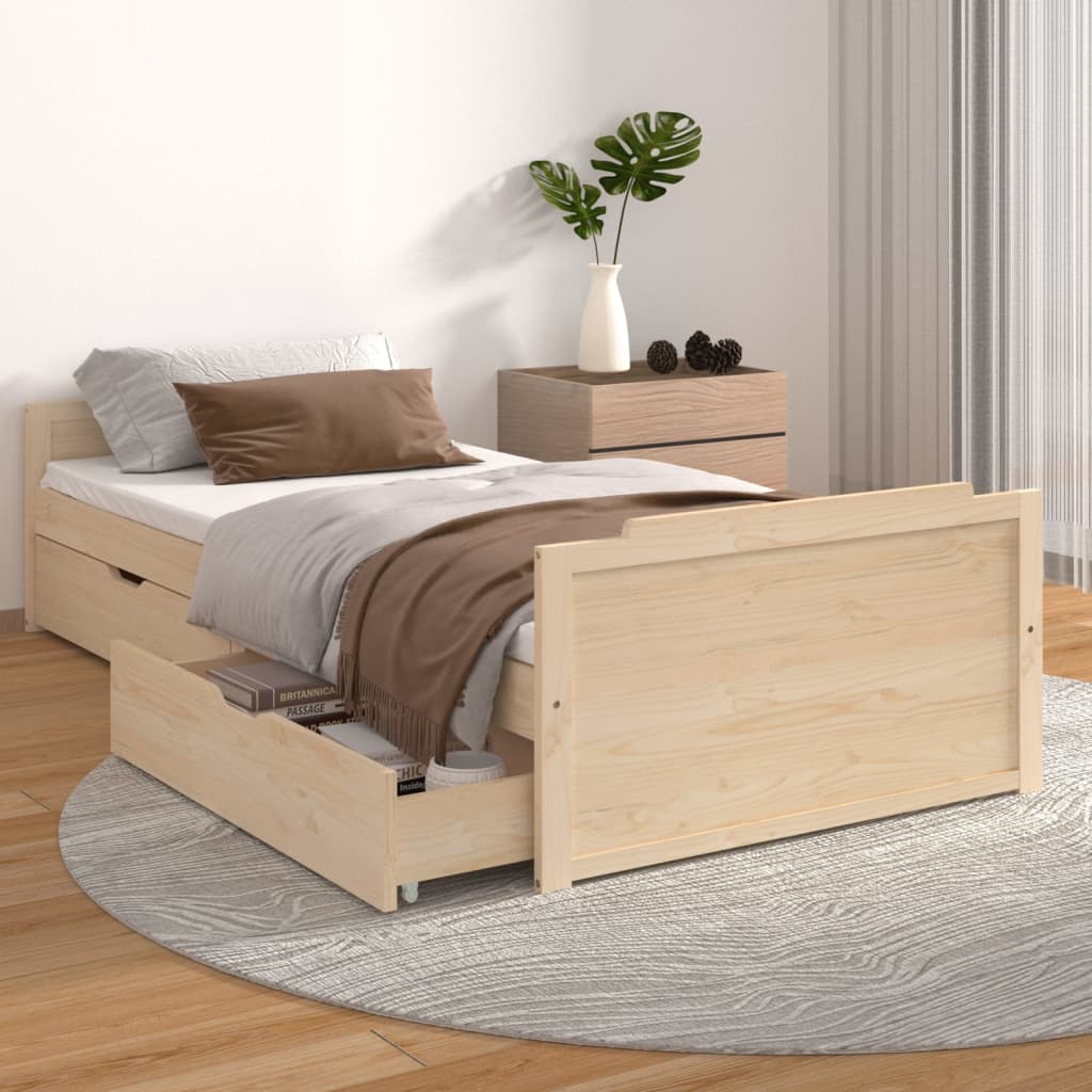 Bedframe met lades massief grenenhout 90x200 cm is nu te koop bij PeponiXL, paradijselijk wonen!
