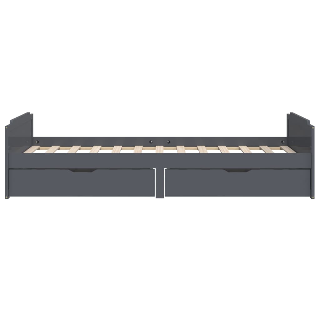 Bedframe met lades massief grenenhout donkergrijs 90x200 cm is nu te koop bij PeponiXL, paradijselijk wonen!