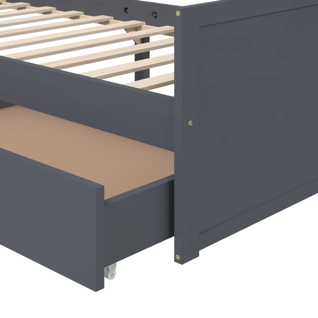 Bedframe met lades massief grenenhout donkergrijs 90x200 cm is nu te koop bij PeponiXL, paradijselijk wonen!