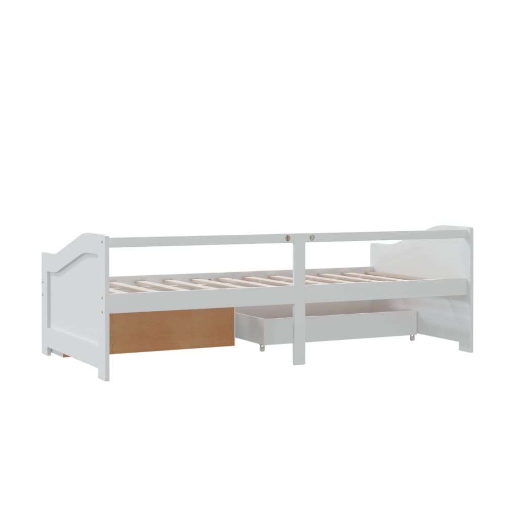 Bedbank 3-zits met lades massief grenenhout wit 90x200 cm is nu te koop bij PeponiXL, paradijselijk wonen!