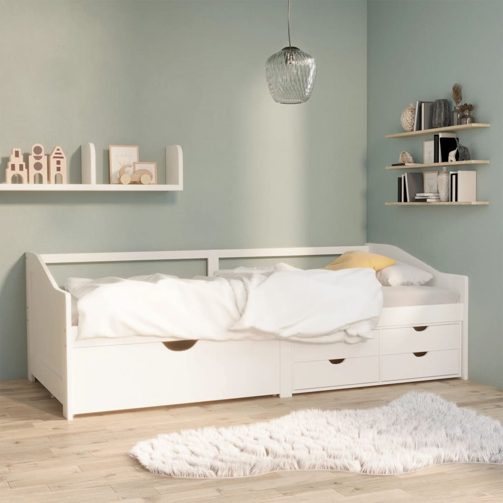 Bedbank 3-zits met lades massief grenenhout wit 90x200 cm is nu te koop bij PeponiXL, paradijselijk wonen!