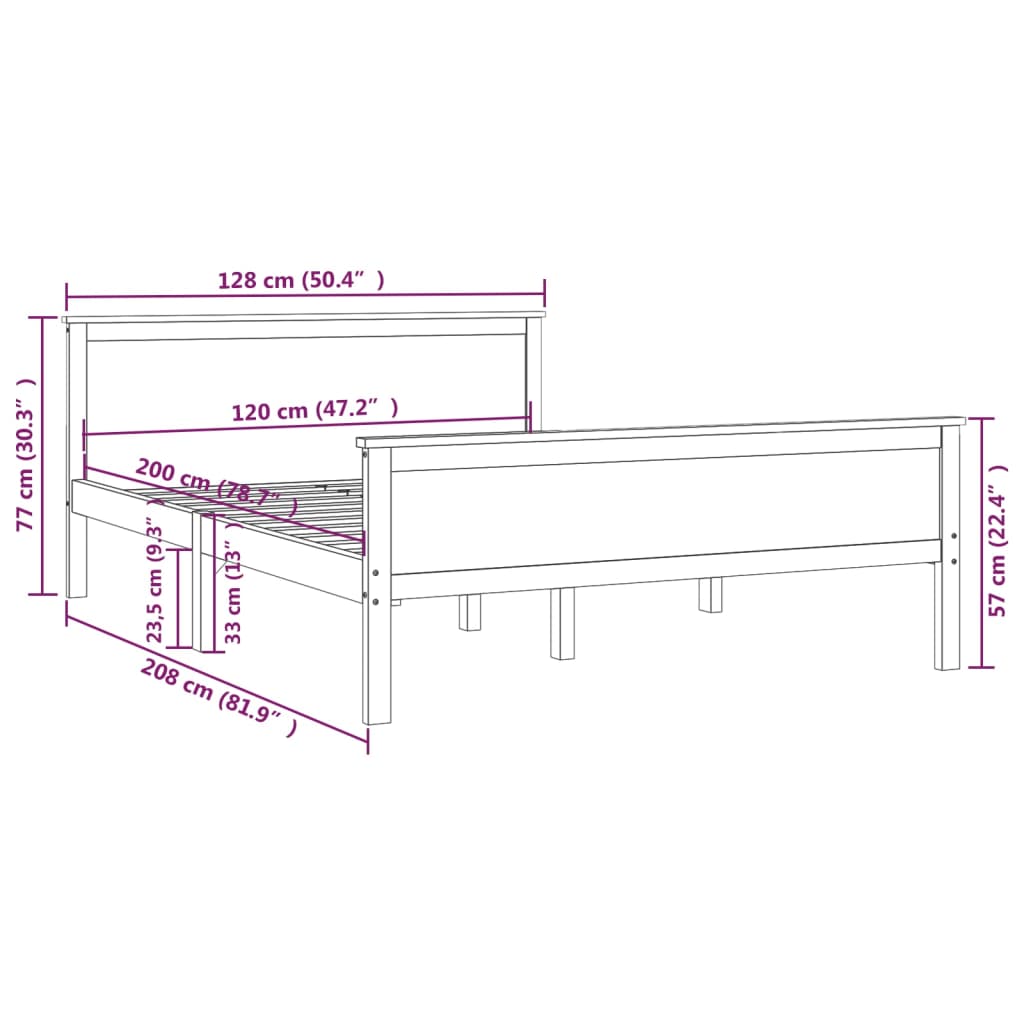 Bedframe massief grenenhout honingbruin 120x200 cm is nu te koop bij PeponiXL, paradijselijk wonen!