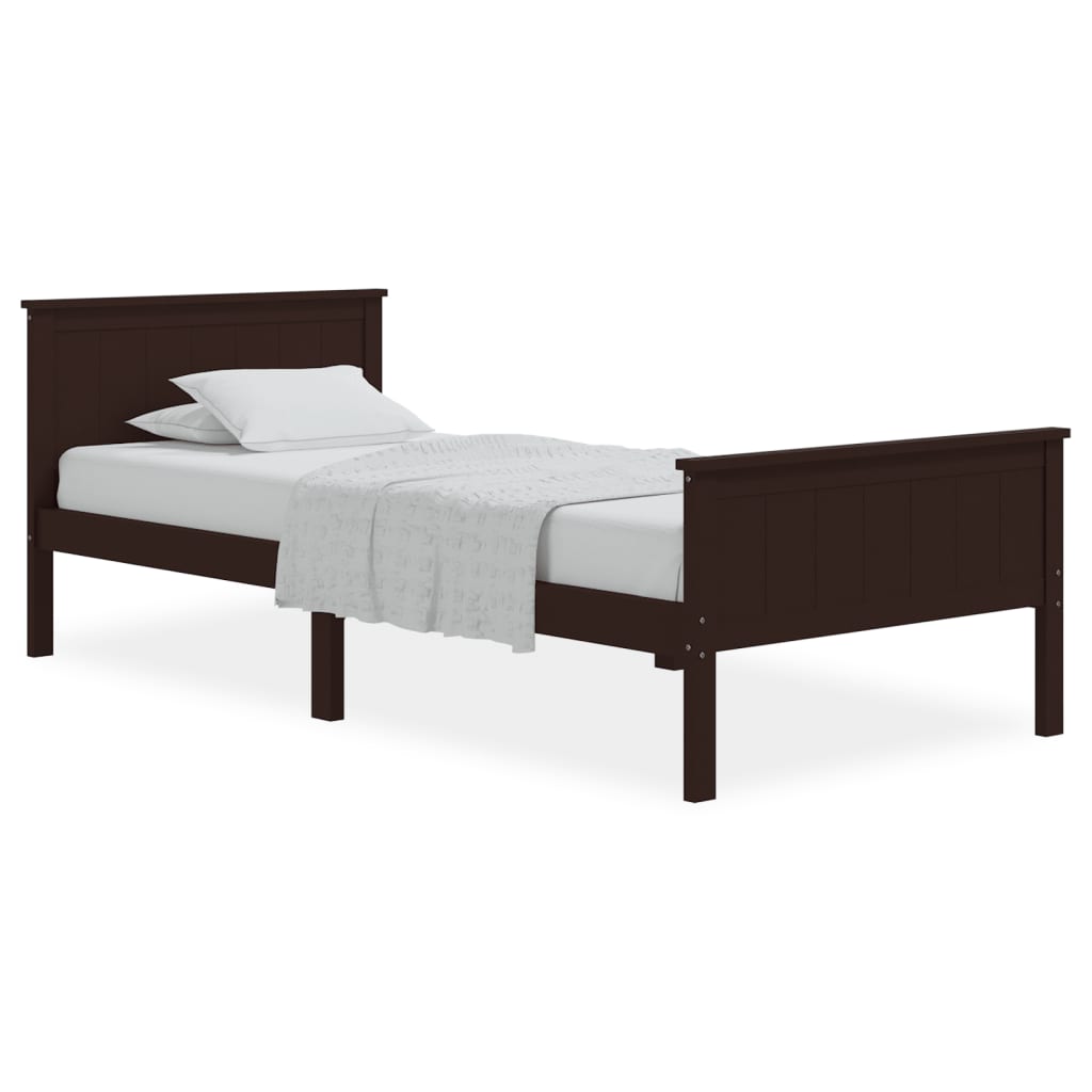 Bedframe massief grenenhout donkerbruin 90x200 cm is nu te koop bij PeponiXL, paradijselijk wonen!