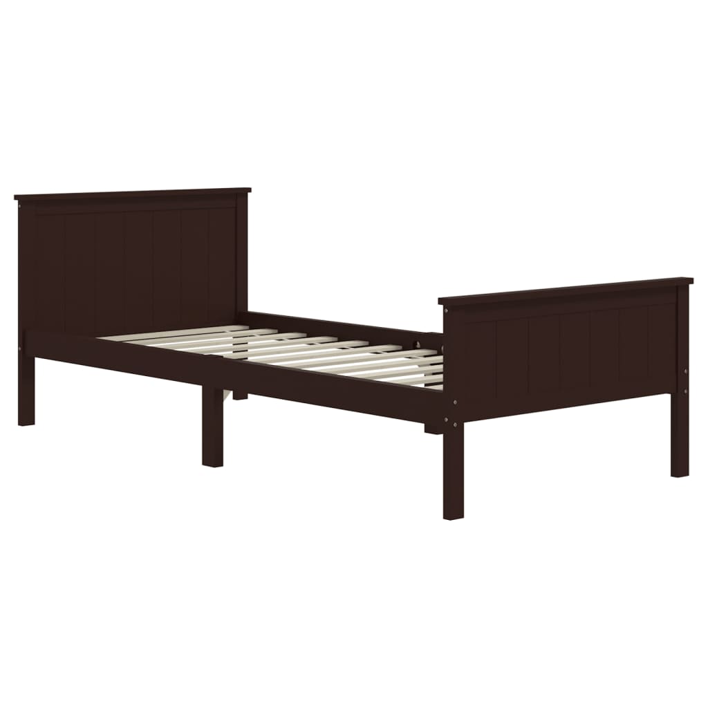 Bedframe massief grenenhout donkerbruin 90x200 cm is nu te koop bij PeponiXL, paradijselijk wonen!