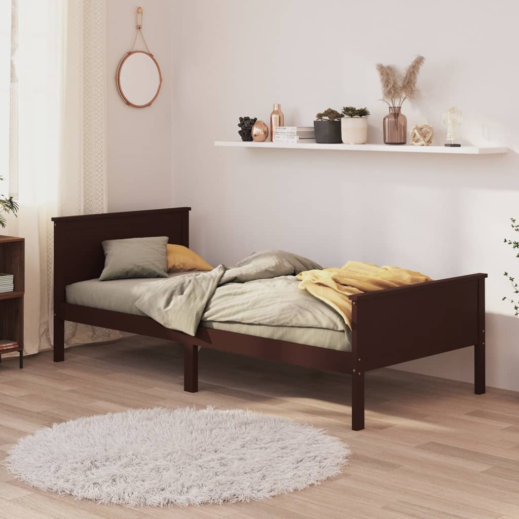 Bedframe massief grenenhout donkerbruin 90x200 cm is nu te koop bij PeponiXL, paradijselijk wonen!
