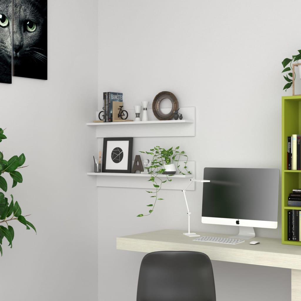 Wandschappen 2 st 80x11,5x18 cm bewerkt hout wit is nu te koop bij PeponiXL, paradijselijk wonen!