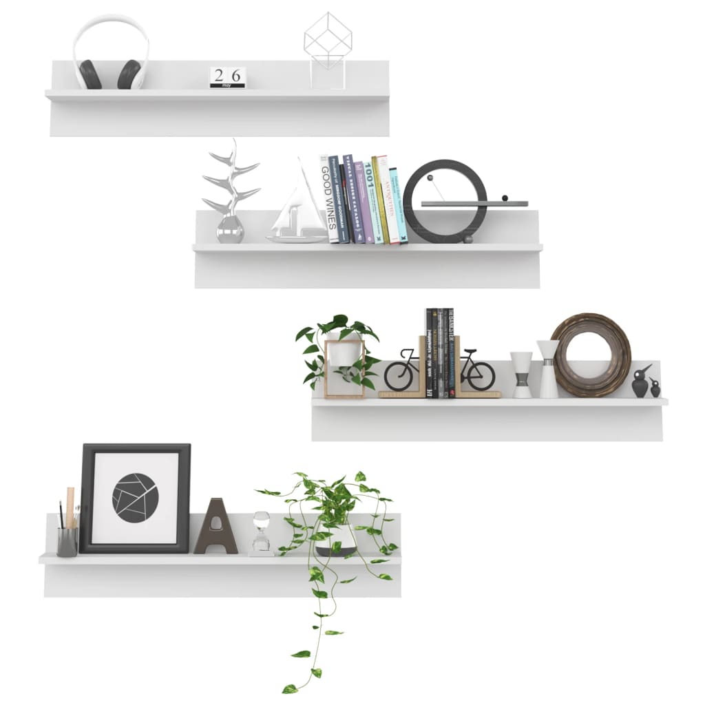 Wandschappen 4 st 80x11,5x18 cm bewerkt hout wit is nu te koop bij PeponiXL, paradijselijk wonen!