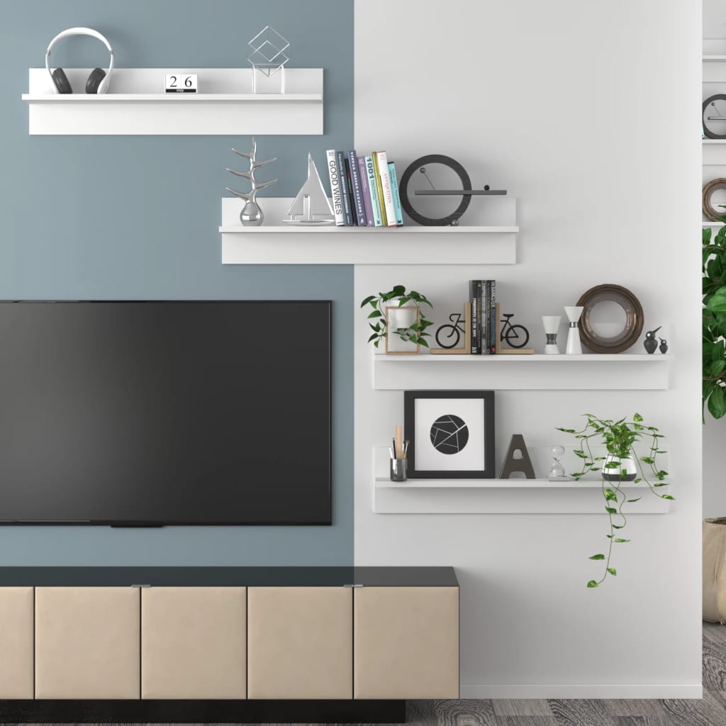 Wandschappen 4 st 80x11,5x18 cm bewerkt hout wit is nu te koop bij PeponiXL, paradijselijk wonen!