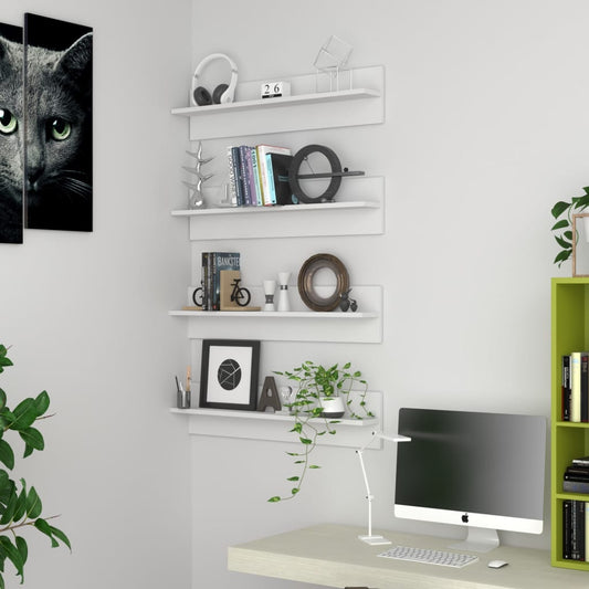 Wandschappen 4 st 80x11,5x18 cm bewerkt hout wit is nu te koop bij PeponiXL, paradijselijk wonen!