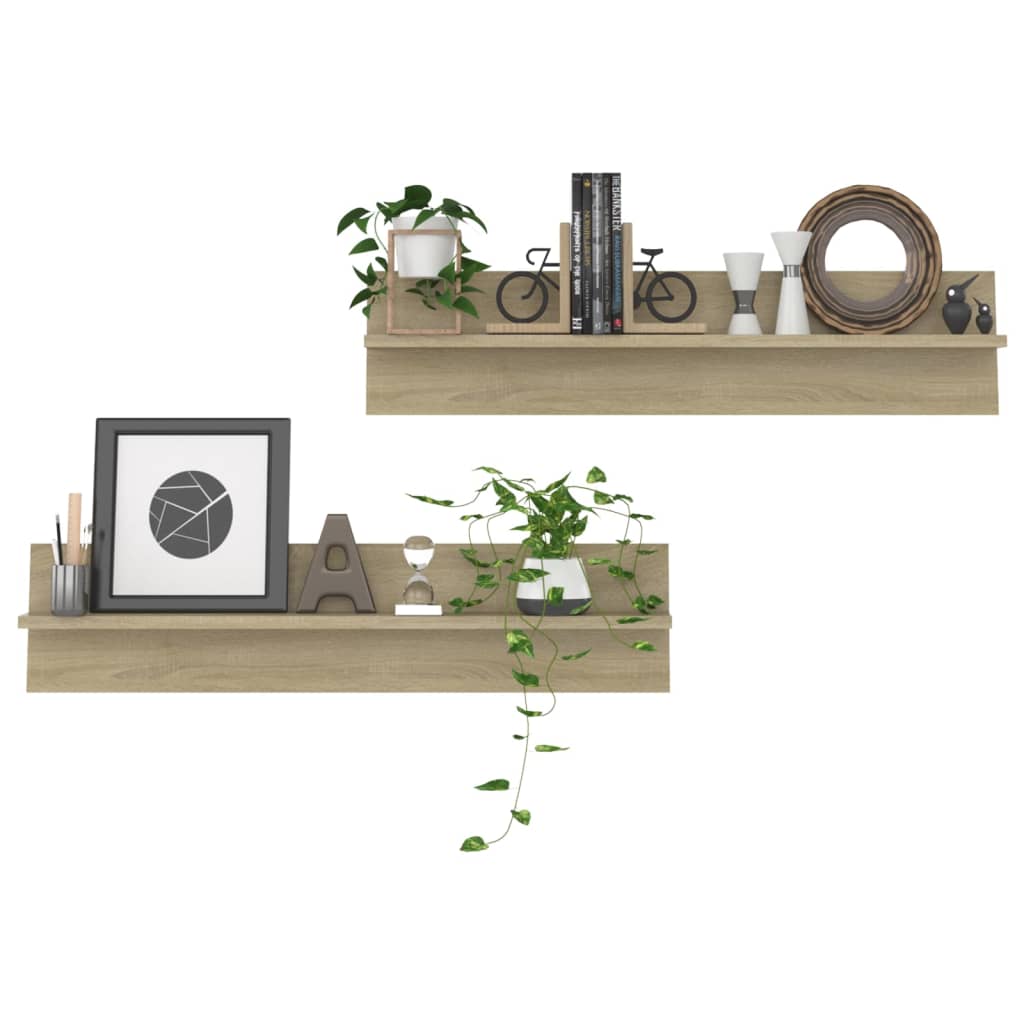 Wandschappen 2 st 80x11,5x18cm bewerkt hout sonoma eikenkleurig is nu te koop bij PeponiXL, paradijselijk wonen!